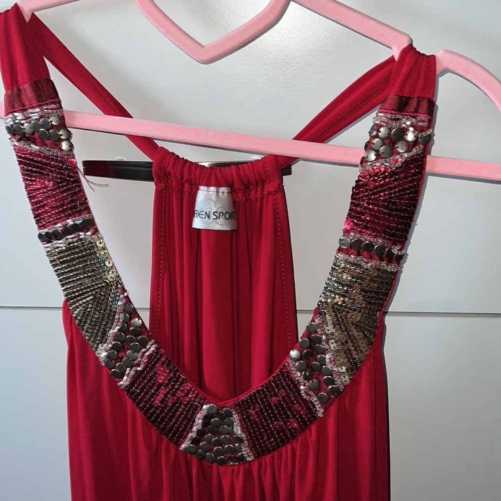 Plus size sequin red cami top